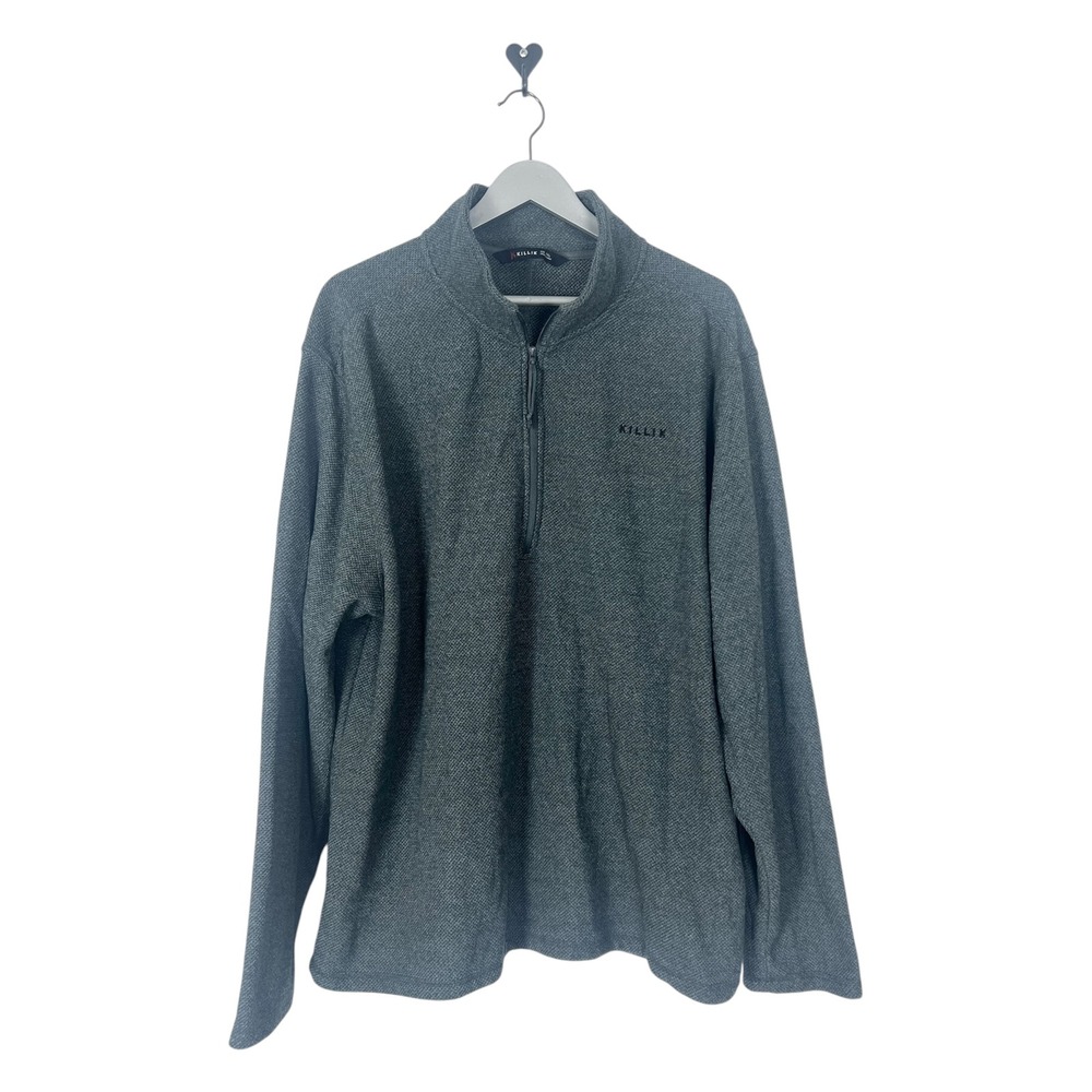Killik Mens XXL Quarter Zip Pullover Textured Fleece Jacket Gray Long Sleeve
